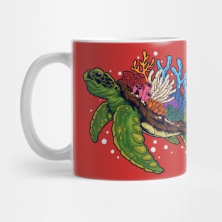 Sea Turtle Coral Illustration Mug